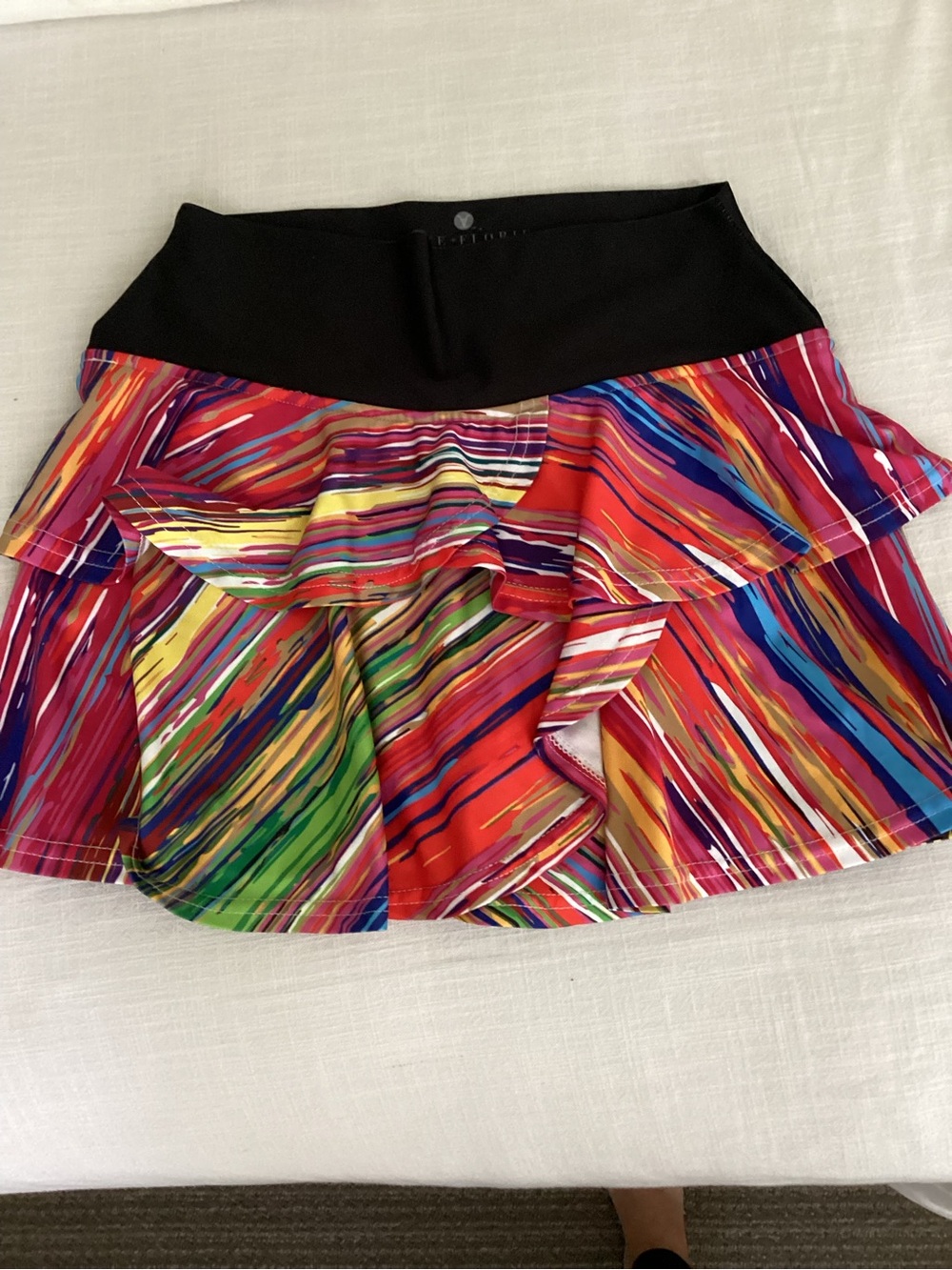 Faye+Florie Pammy Tennis Skirt Small Tiered Ruffle Multicolor Diagonal Stripe - Picture 13 of 13
